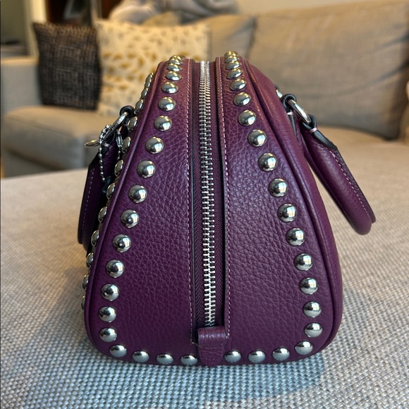 Coach Sydney Satchel with Rivets in Deep Berry - Picture 6 of 12
